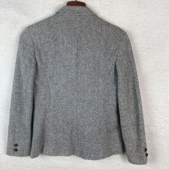 Vintage Oscar‎ de la Renta Wool Blazer Size 5/6 Herringbone Tweed Logo Lined - Picture 2 of 10